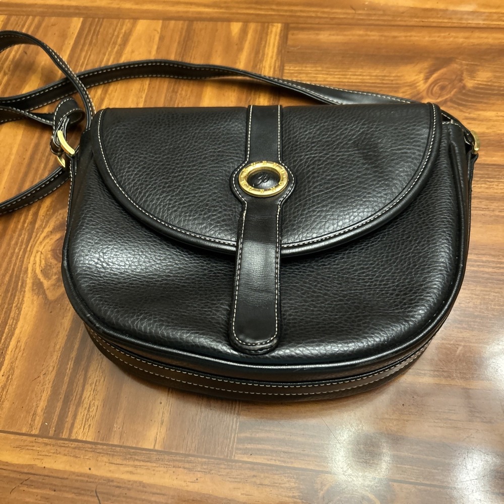 Vintage Black Bueno Saddle Crossbody Handbag Purse